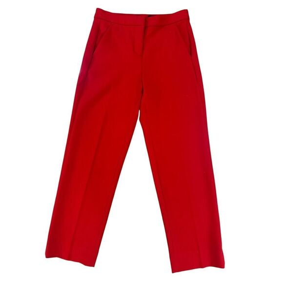 J. CREW Pants Women Sz 6 Bright Red High Rise Straight Leg Trouser Office Career - Picture 3 of 16